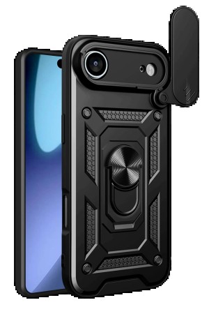 LRZ02 Apple iPhone 17 Air Pars Lens Yüzüklü Silikon - Siyah&hellip;