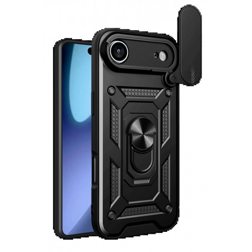 LRZ02 Apple iPhone 17 Air Pars Lens Yüzüklü Silikon - Siyah