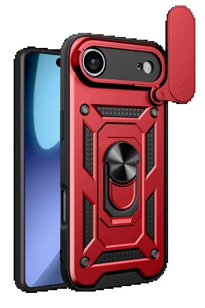 LRZ02 Apple iPhone 17 Air Pars Lens Yüzüklü Silikon - Kırmızı&hellip;