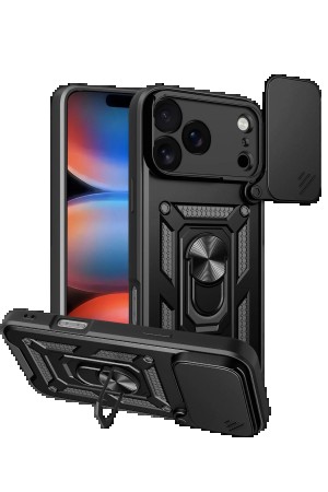 LRZ02 Apple iPhone 17 Pro Pars Lens Yüzüklü Silikon - Siyah&hellip;