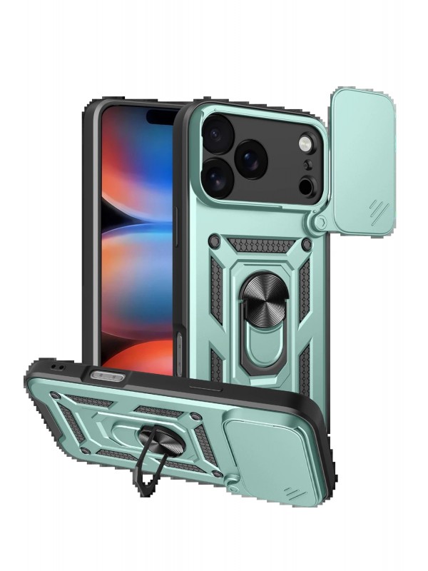 LRZ02 Apple iPhone 17 Pro Pars Lens Yüzüklü Silikon - Yeşil&hellip;