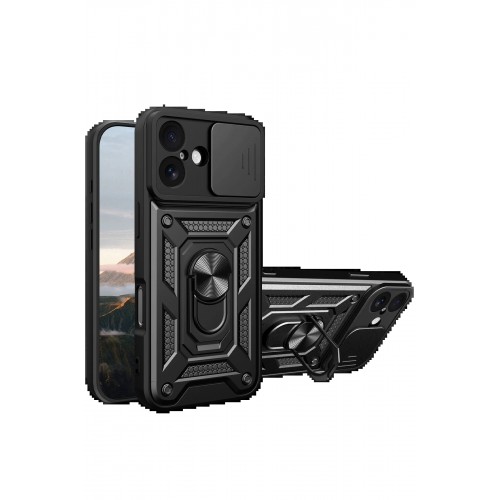 LRZ02 Apple iPhone 17 Pars Lens Yüzüklü Silikon - Siyah