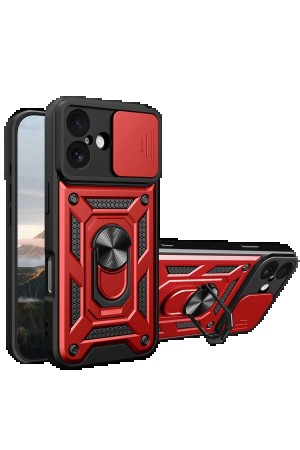 LRZ02 Apple iPhone 17 Pars Lens Yüzüklü Silikon - Kırmızı&hellip;