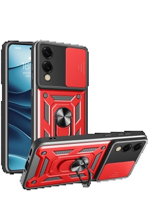 LRZ02 Samsung Galaxy S25 Edge Pars Lens Yüzüklü Silikon - Kırmızı&hellip;