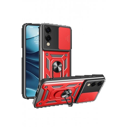 LRZ02 Samsung Galaxy S25 Edge Pars Lens Yüzüklü Silikon - Kırmızı