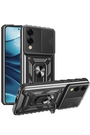 LRZ02 Samsung Galaxy S25 Edge Pars Lens Yüzüklü Silikon - Siyah&hellip;