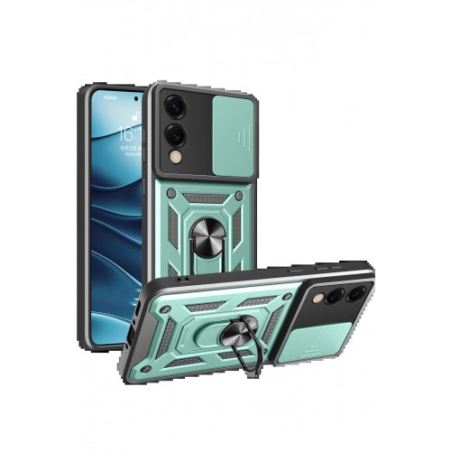 LRZ02 Samsung Galaxy S25 Edge Pars Lens Yüzüklü Silikon - Yeşil