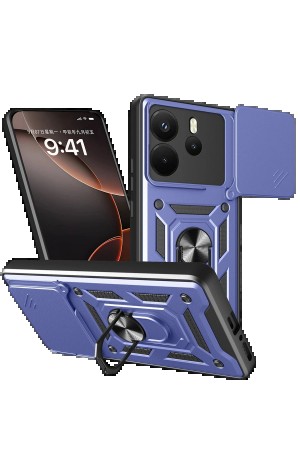 LRZ02 Xiaomi Redmi Note 14 4G Pars Lens Yüzüklü Silikon - Lacivert&hellip;