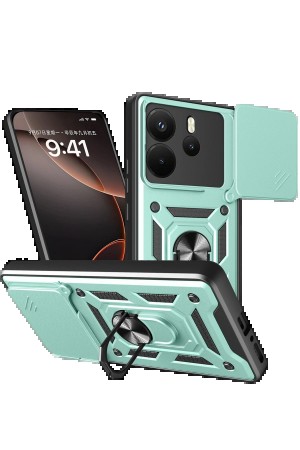 LRZ02 Xiaomi Redmi Note 14 4G Pars Lens Yüzüklü Silikon - Yeşil&hellip;