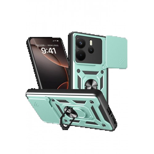 LRZ02 Xiaomi Redmi Note 14 4G Pars Lens Yüzüklü Silikon - Yeşil