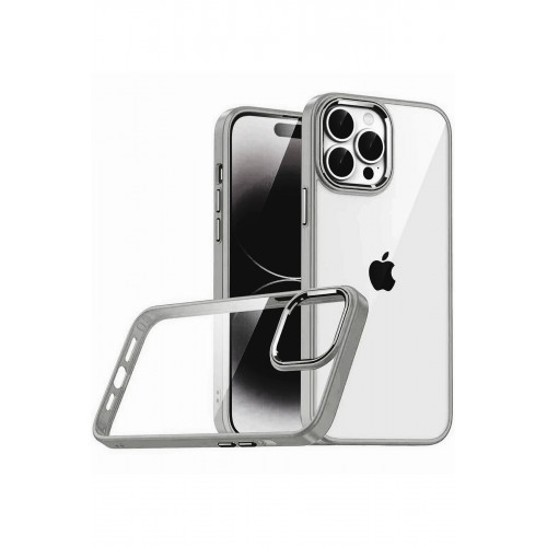 LRZ02 Apple iPhone 15 Pro Max Lensli Silikon - Titan Gri