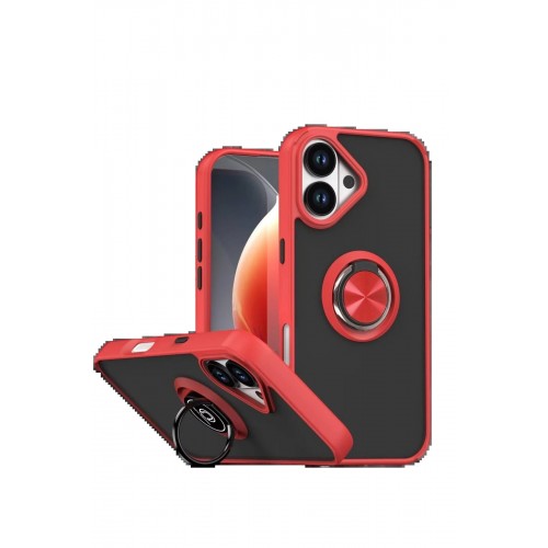 LRZ02 Apple iPhone 17 Montreal Yüzüklü Silikon Kapak - Kırmızı