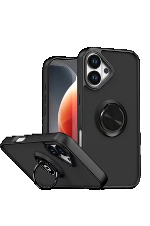 LRZ02 Apple iPhone 17 Montreal Yüzüklü Silikon Kapak - Siyah&hellip;