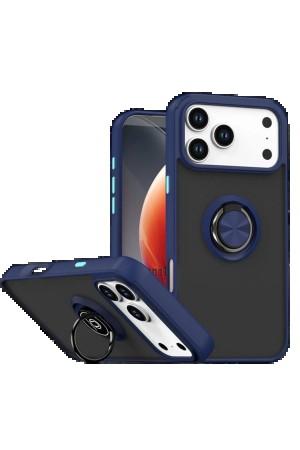 LRZ02 Apple iPhone 17 Pro Montreal Yüzüklü Silikon Kapak - Lacivert&hellip;