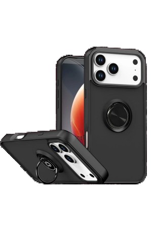 LRZ02 Apple iPhone 17 Pro Montreal Yüzüklü Silikon Kapak - Siyah&hellip;