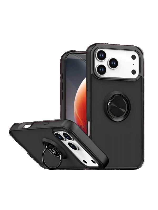 LRZ02 Apple iPhone 17 Pro Montreal Yüzüklü Silikon Kapak - Siyah&hellip;