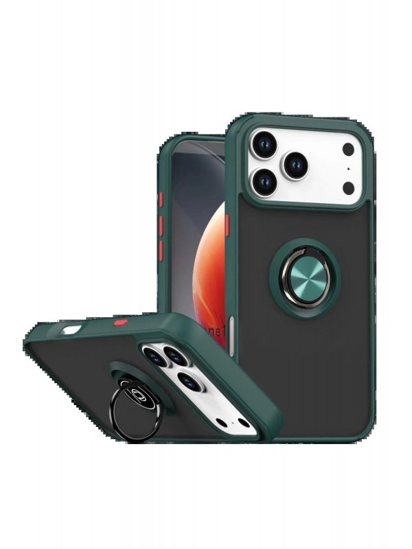 LRZ02 Apple iPhone 17 Pro Montreal Yüzüklü Silikon Kapak - Yeşil&hellip;