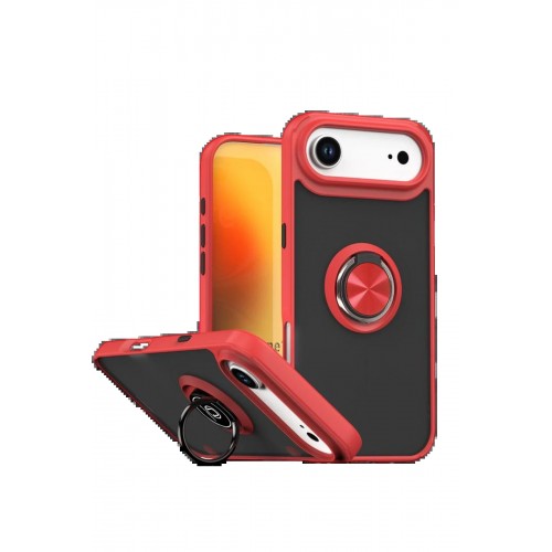 LRZ02 Apple iPhone 17 Air Montreal Yüzüklü Silikon Kapak - Kırmızı