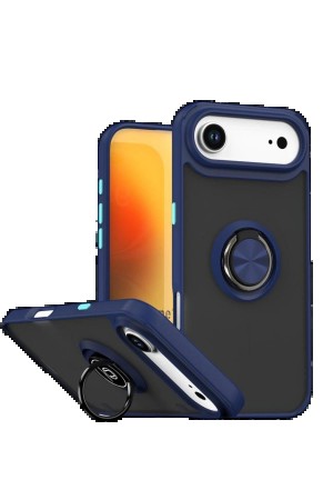 LRZ02 Apple iPhone 17 Air Montreal Yüzüklü Silikon Kapak - Lacivert&hellip;