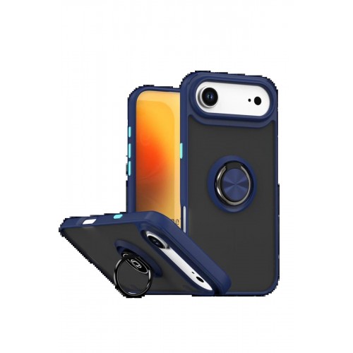 LRZ02 Apple iPhone 17 Air Montreal Yüzüklü Silikon Kapak - Lacivert