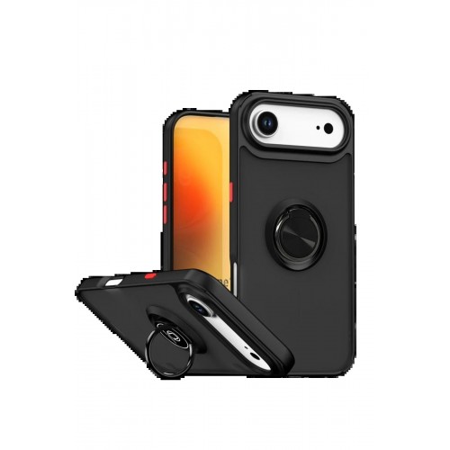 LRZ02 Apple iPhone 17 Air Montreal Yüzüklü Silikon Kapak - Siyah LRZ02 Apple iPhone 17 Air Montreal Yüzüklü Silikon Kapak - Siyah