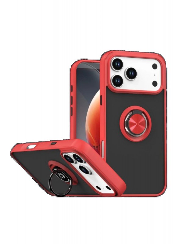 LRZ02 Apple iPhone 17 Pro Max Montreal Yüzüklü Silikon Kapak - Kırmız&hellip;