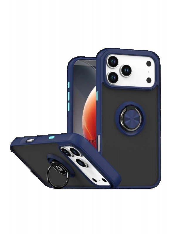 LRZ02 Apple iPhone 17 Pro Max Montreal Yüzüklü Silikon Kapak - Lacivert&hellip;