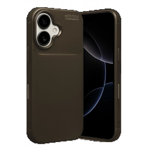 LRZ02 Apple iPhone 17 Auto Focus Karbon Kapak - Kahverengi