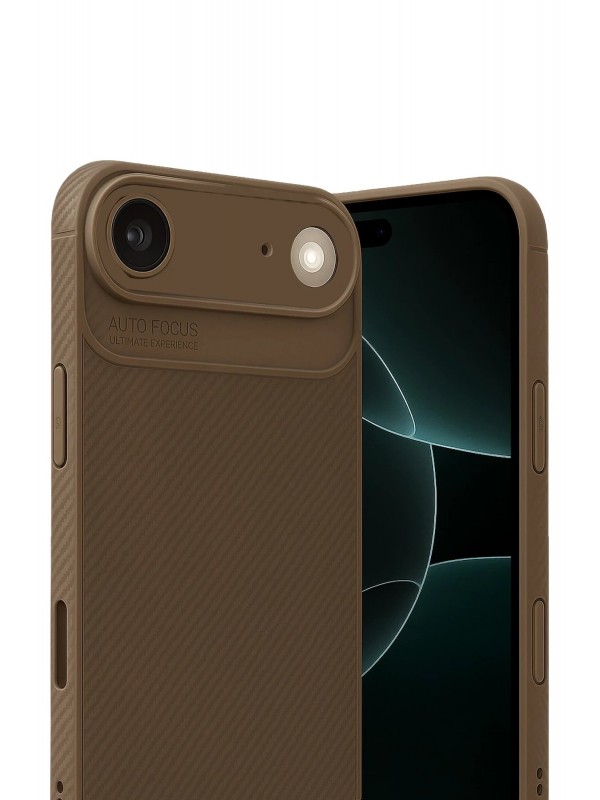 LRZ02 Apple iPhone 17 Air Auto Focus Karbon Kapak - Kahverengi&hellip;