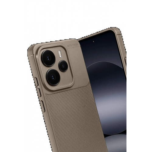 LRZ02 Xiaomi Note 14 5G Auto Focus Karbon Kapak - Kahverengi