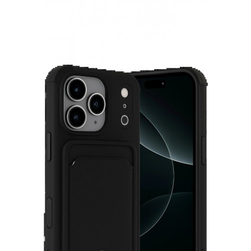 LRZ02 Apple iPhone 17 Pro Kelvin Kartvizitli Silikon - Siyah