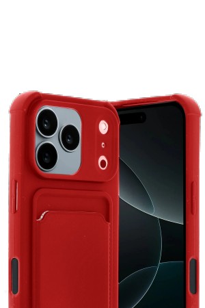LRZ02 Apple iPhone 17 Pro Kelvin Kartvizitli Silikon - Kırmızı&hellip;