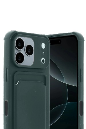 LRZ02 Apple iPhone 17 Pro Kelvin Kartvizitli Silikon - Koyu Yeşil&hellip;