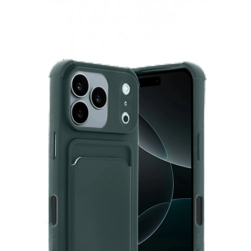 LRZ02 Apple iPhone 17 Pro Kelvin Kartvizitli Silikon - Koyu Yeşil