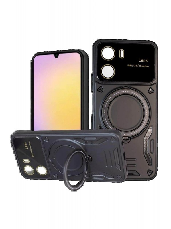 LRZ02 Vivo Y16 Kılıf Joy Lens Standlı Kapak - Siyah&hellip;