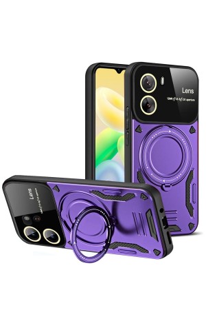 LRZ02 Vivo Y16 Kılıf Joy Lens Standlı Kapak - Mor&hellip;