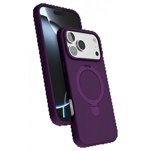 LRZ02 Apple iPhone 17 Pro Max Regal Magsafe Standlı Kapak - Derin Mor