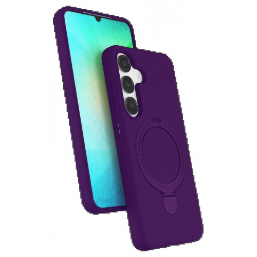 LRZ02 Samsung Galaxy S25 Regal Magsafe Standlı Kapak - Derin Mor