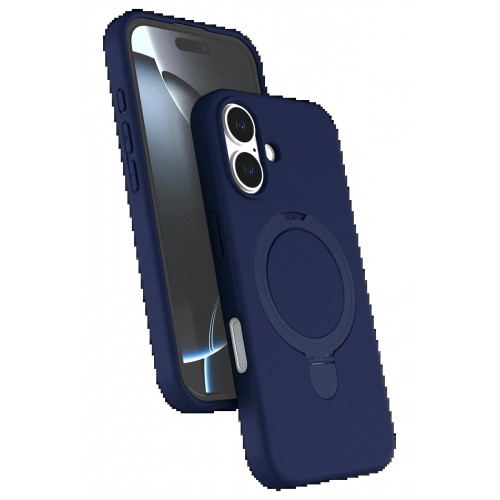 LRZ02 Apple iPhone 16 Plus Regal Magsafe Standlı Kapak - Lacivert