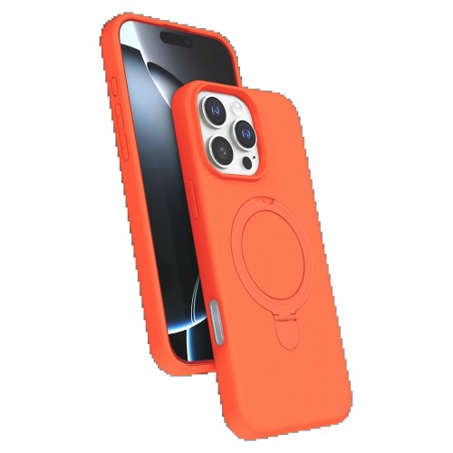 LRZ02 Apple iPhone 16 Pro Max Regal Magsafe Standlı Kapak - Turuncu