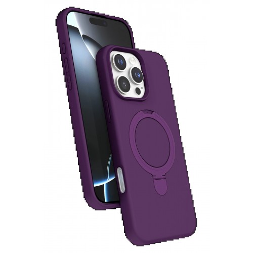 LRZ02 Apple iPhone 16 Pro Max Regal Magsafe Standlı Kapak - Derin Mor