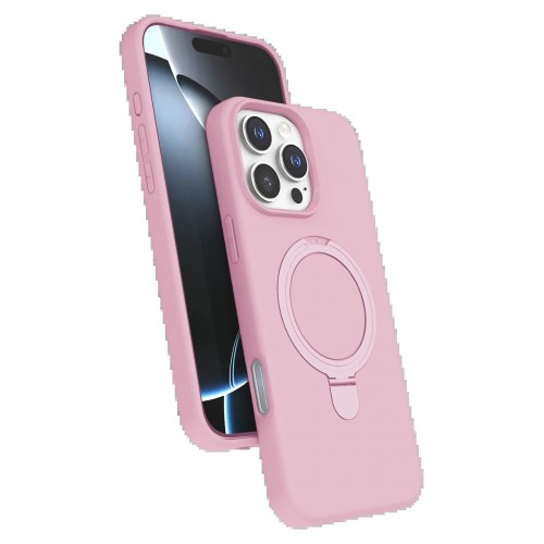 LRZ02 Apple iPhone 16 Pro Regal Magsafe Standlı Kapak - Açık Pembe