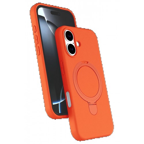 LRZ02 Apple iPhone 16 Regal Magsafe Standlı Kapak - Turuncu