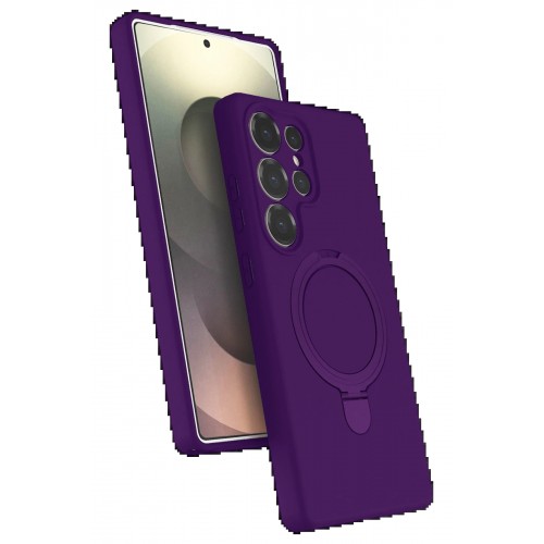 LRZ02 Samsung Galaxy S23 Ultra Regal Magsafe Standlı Kapak - Derin Mor