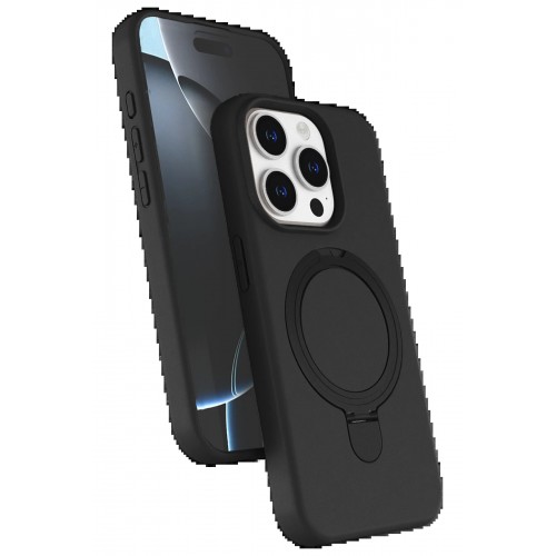 LRZ02 Apple iPhone 15 Pro Max Regal Magsafe Standlı Kapak - Siyah