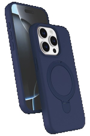 LRZ02 Apple iPhone 15 Pro Max Regal Magsafe Standlı Kapak - Lacivert&hellip;