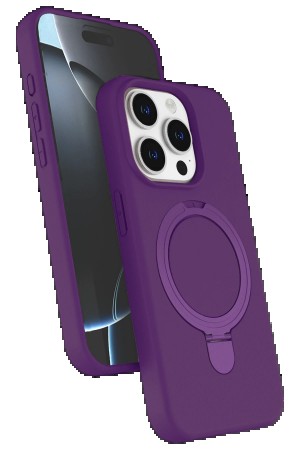 LRZ02 Apple iPhone 15 Pro Max Regal Magsafe Standlı Kapak - Derin Mor&hellip;