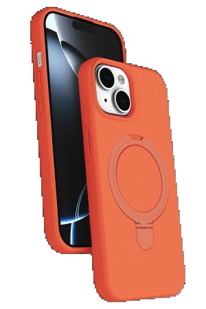 LRZ02 Apple iPhone 15 Plus Regal Magsafe Standlı Kapak - Turuncu&hellip;