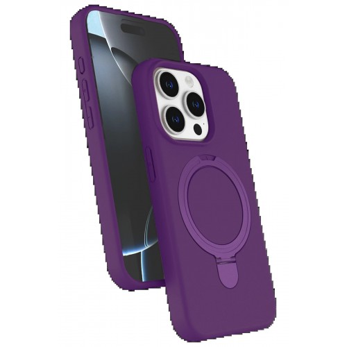 LRZ02 Apple iPhone 14 Pro Max Regal Magsafe Standlı Kapak - Derin Mor