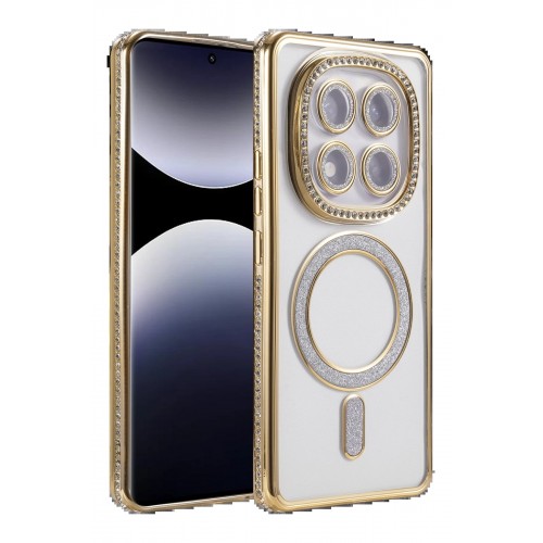 LRZ02 Xiaomi Redmi Note 14 Pro 4G Joke Simli Magneticsafe Kılıf - Gold